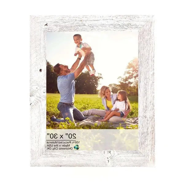 20" X 30" Rustic Farmhouse White Wash Wood Frame - Homeroots - Flyclothing LLC