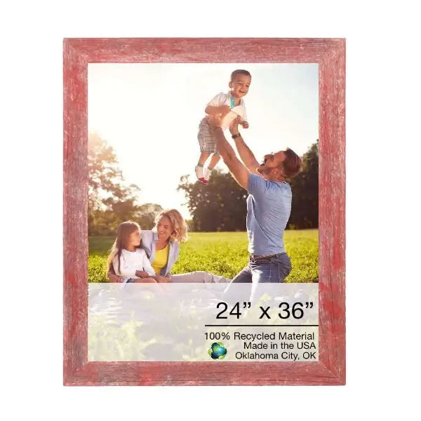 24" X 36" Rustic Farmhouse Red Wood Frame - Homeroots - Flyclothing LLC