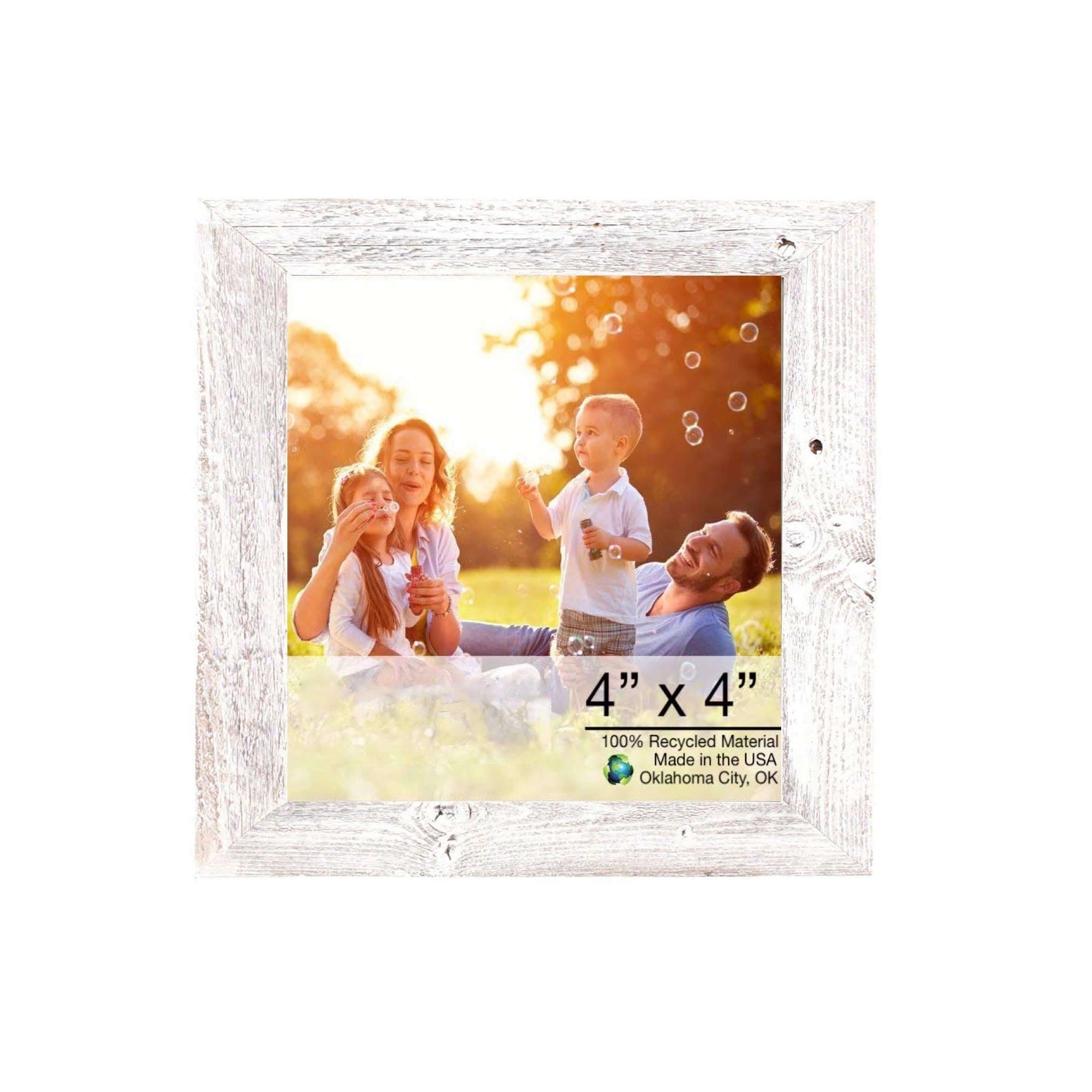 4" X 4" Rustic Farmhouse White Wash Wood Frame - Homeroots - Flyclothing LLC