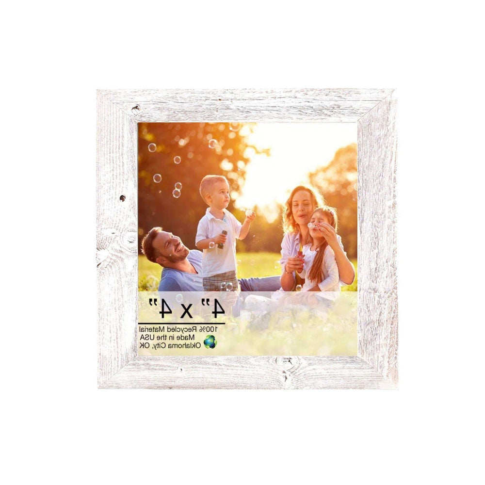 4" X 4" Rustic Farmhouse White Wash Wood Frame - Homeroots - Flyclothing LLC