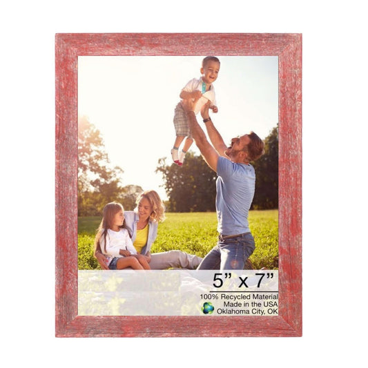 5” X 7” Rustic Farmhouse Red Wood Frame - Homeroots