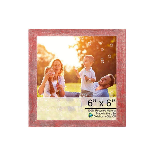 6” X 6” Rustic Farmhouse Red Wood Frame - Homeroots