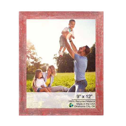 9" X 12"  Rustic Farmhouse Red Wood Frame - Homeroots