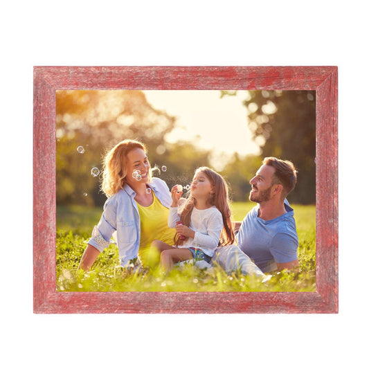 9" X 12"  Rustic Farmhouse Red Wood Frame - Homeroots