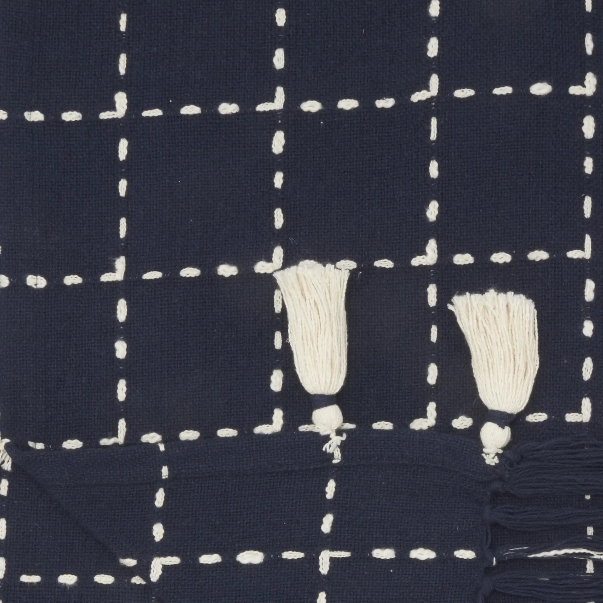 Navy And White Stitched Square Pattern Cotton Throw Blanket - Homeroots - Flyclothing LLC