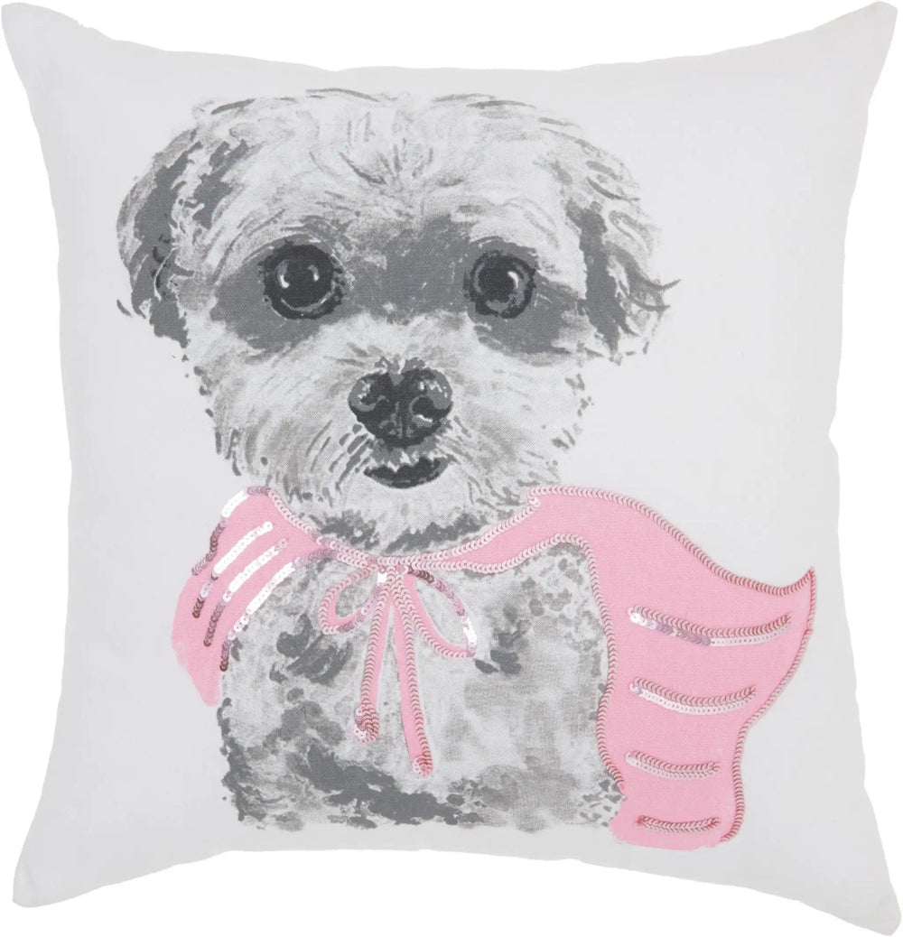 18" Pink and White Cotton Throw Pillow - Homeroots