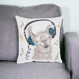 18" Teal and White Llama Cotton Throw Pillow - Homeroots