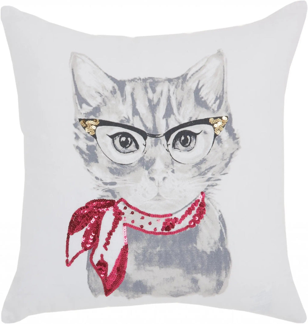 18" Red and White Cotton Throw Pillow - Homeroots