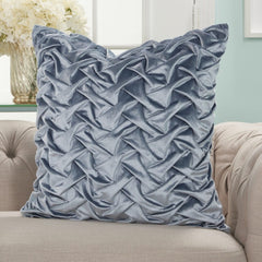 22" Powder Blue Weave Velvet Throw Pillow - Homeroots