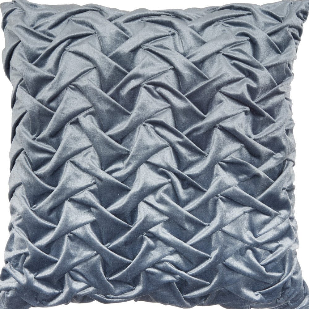 22" Powder Blue Weave Velvet Throw Pillow - Homeroots