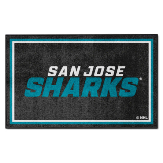 San Jose Sharks 4ft. x 6ft. Plush Area Rug - San Jose Sharks