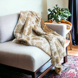 Brown And White Faux Fur Ombre Plush Throw - Homeroots