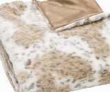 Brown And White Faux Fur Ombre Plush Throw - Homeroots