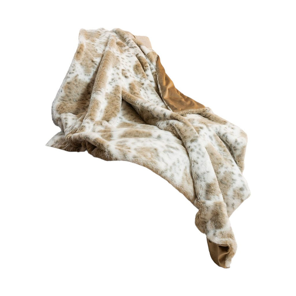 Brown And White Faux Fur Ombre Plush Throw - Homeroots