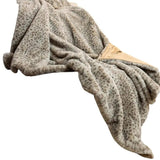 Brown Faux Fur Animal Print Plush Throw - Homeroots
