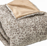 Brown Faux Fur Animal Print Plush Throw - Homeroots