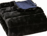 60" X 2" Black Faux Fur Plush Throw Blanket - Homeroots