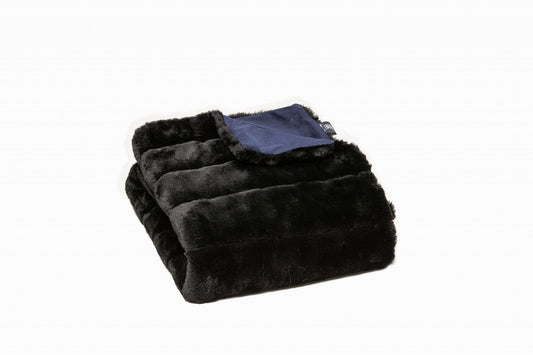 60" X 2" Black Faux Fur Plush Throw Blanket - Homeroots