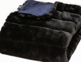 60" X 2" Black Faux Fur Plush Throw Blanket - Homeroots