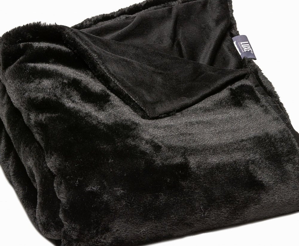 60" X 2" Black Faux Fur Plush Throw Blanket - Homeroots - Flyclothing LLC