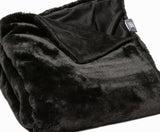 60" X 2" Black Faux Fur Plush Throw Blanket - Homeroots