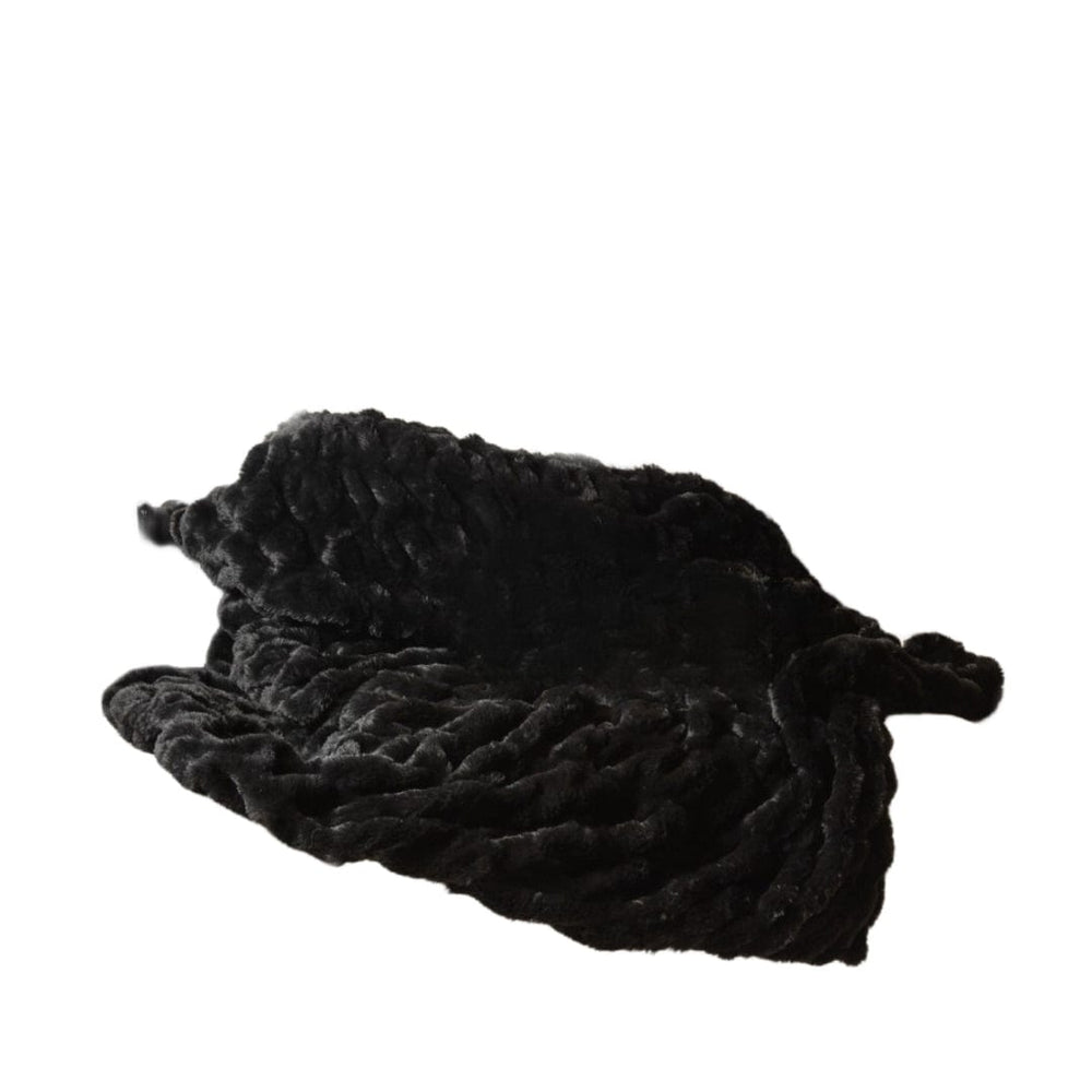 60" X 2" Black Faux Fur Plush Throw Blanket - Homeroots - Flyclothing LLC