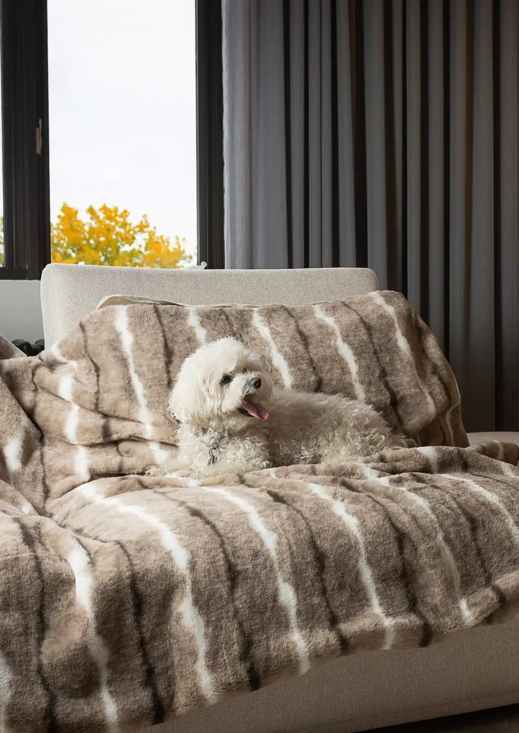 Beige Faux Fur Ombre Plush Throw - Homeroots - Flyclothing LLC