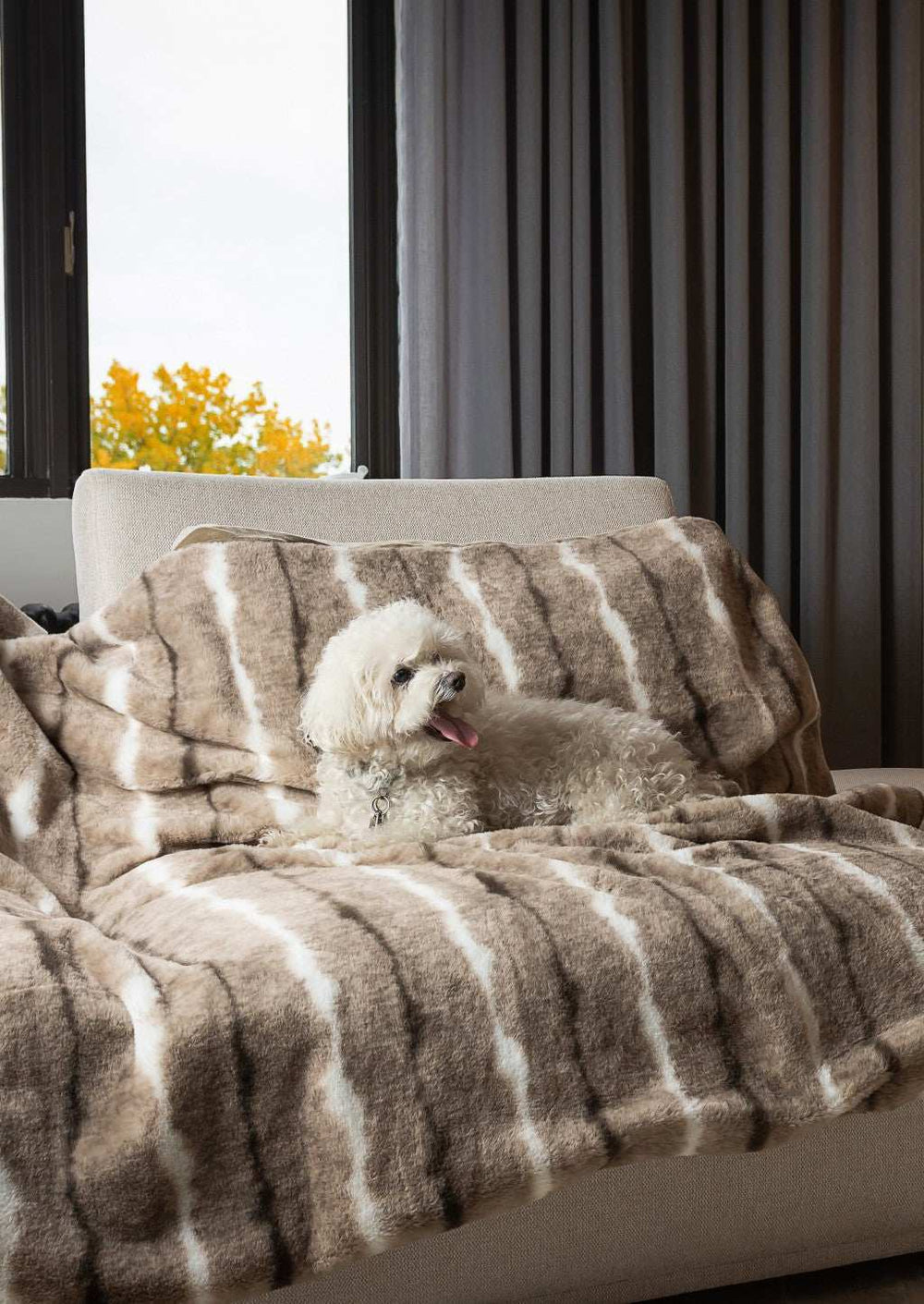 Beige Faux Fur Ombre Plush Throw - Homeroots - Flyclothing LLC