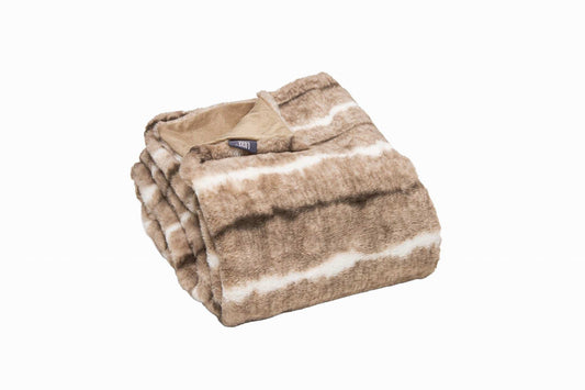Beige Faux Fur Ombre Plush Throw - Homeroots - Flyclothing LLC