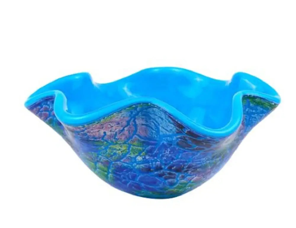 9" Modern Blue And Green Glass Centerpiece Bowl - Homeroots - Flyclothing LLC