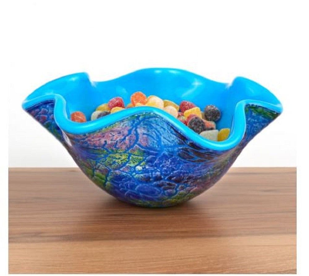 9" Modern Blue And Green Glass Centerpiece Bowl - Homeroots - Flyclothing LLC