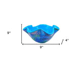 9" Modern Blue And Green Glass Centerpiece Bowl - Homeroots - Flyclothing LLC