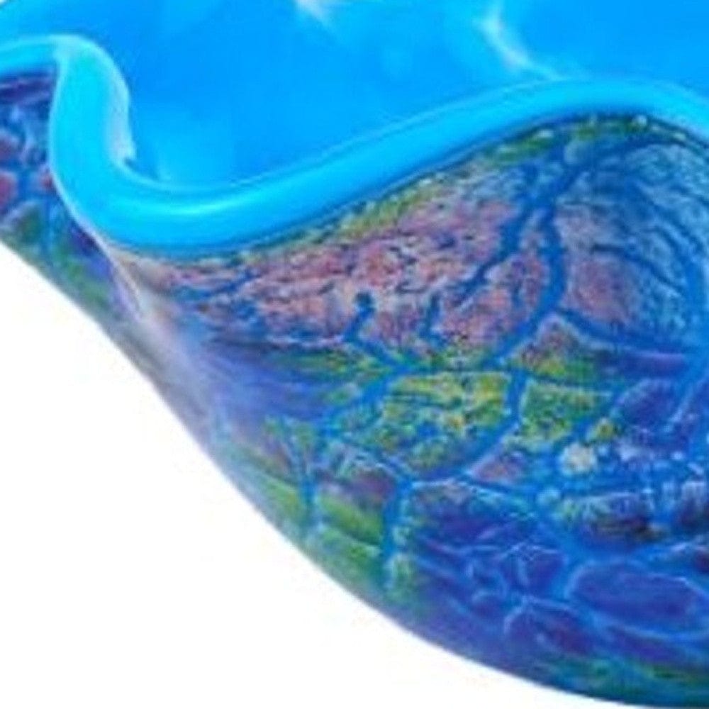 9" Modern Blue And Green Glass Centerpiece Bowl - Homeroots - Flyclothing LLC