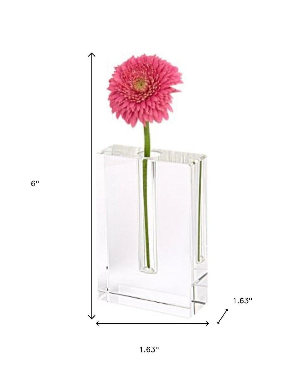 6" Clear Crystal Glass Square Table Vase - Homeroots