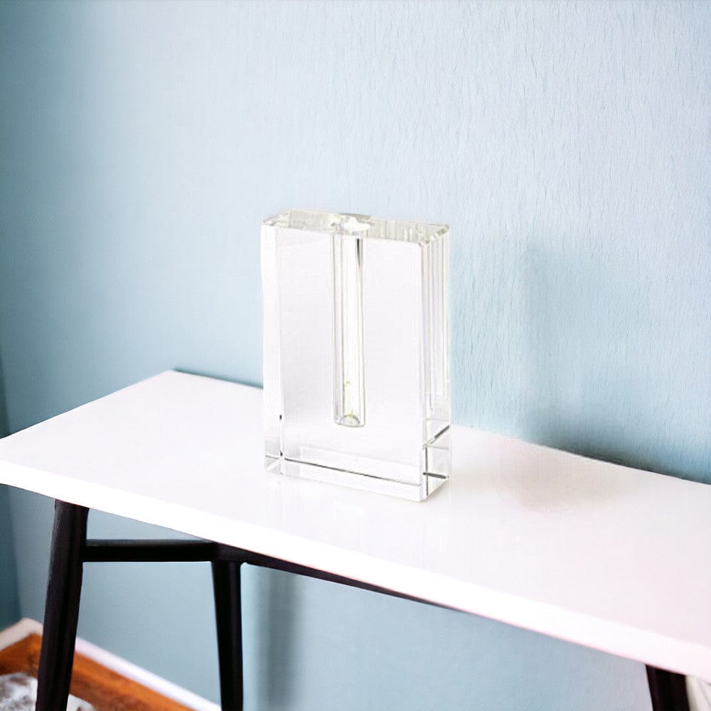8" Clear Crystal Clear Square Table Vase - Homeroots