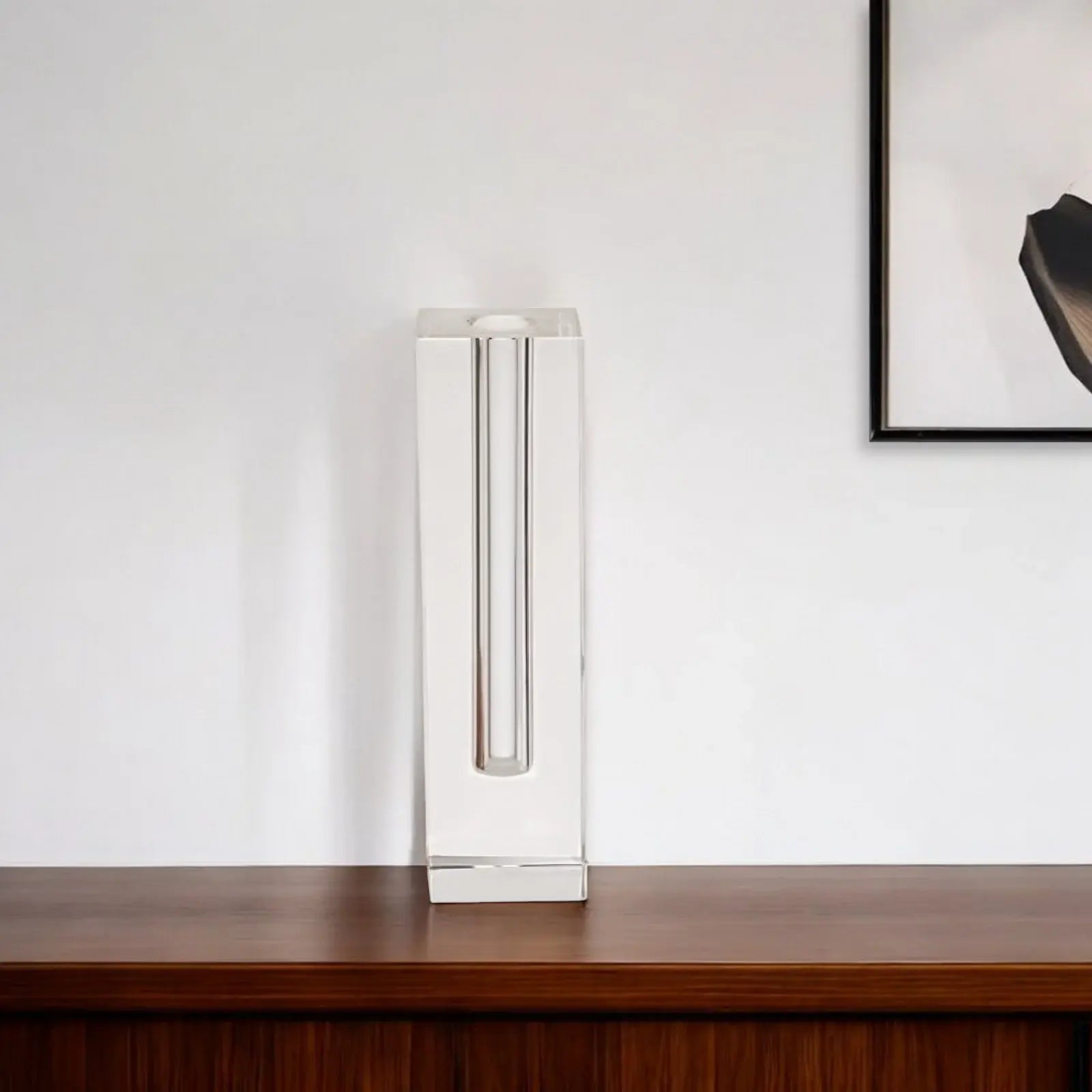 Modern Clear Tall Block Optical Crystal Vase - Homeroots - Flyclothing LLC