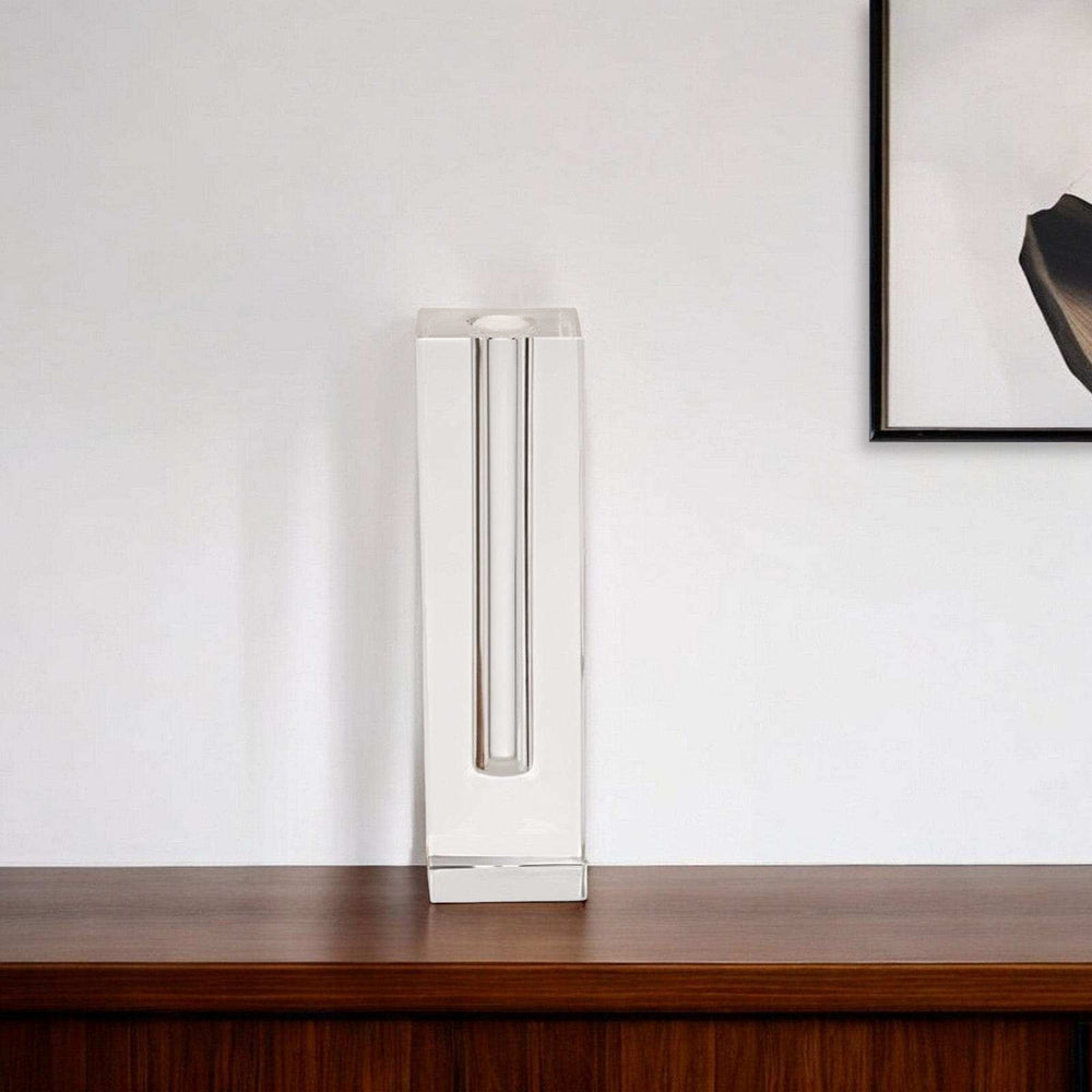 Modern Clear Tall Block Optical Crystal Vase - Homeroots - Flyclothing LLC