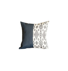 17" Navy Blue Faux Leather Throw Pillow Cover - Homeroots