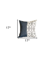 17" Navy Blue Faux Leather Throw Pillow Cover - Homeroots