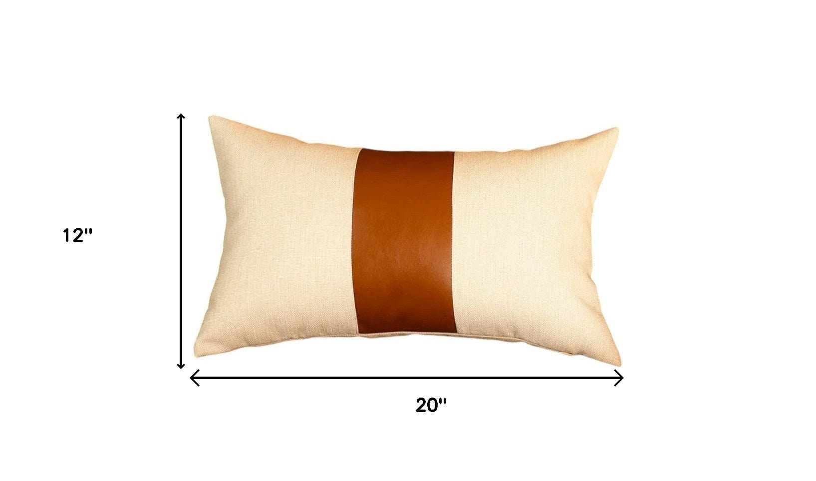12" X 20" Brown and White Faux Leather Throw Pillow Cover - Homeroots