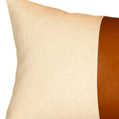 12" X 20" Brown and White Faux Leather Throw Pillow Cover - Homeroots