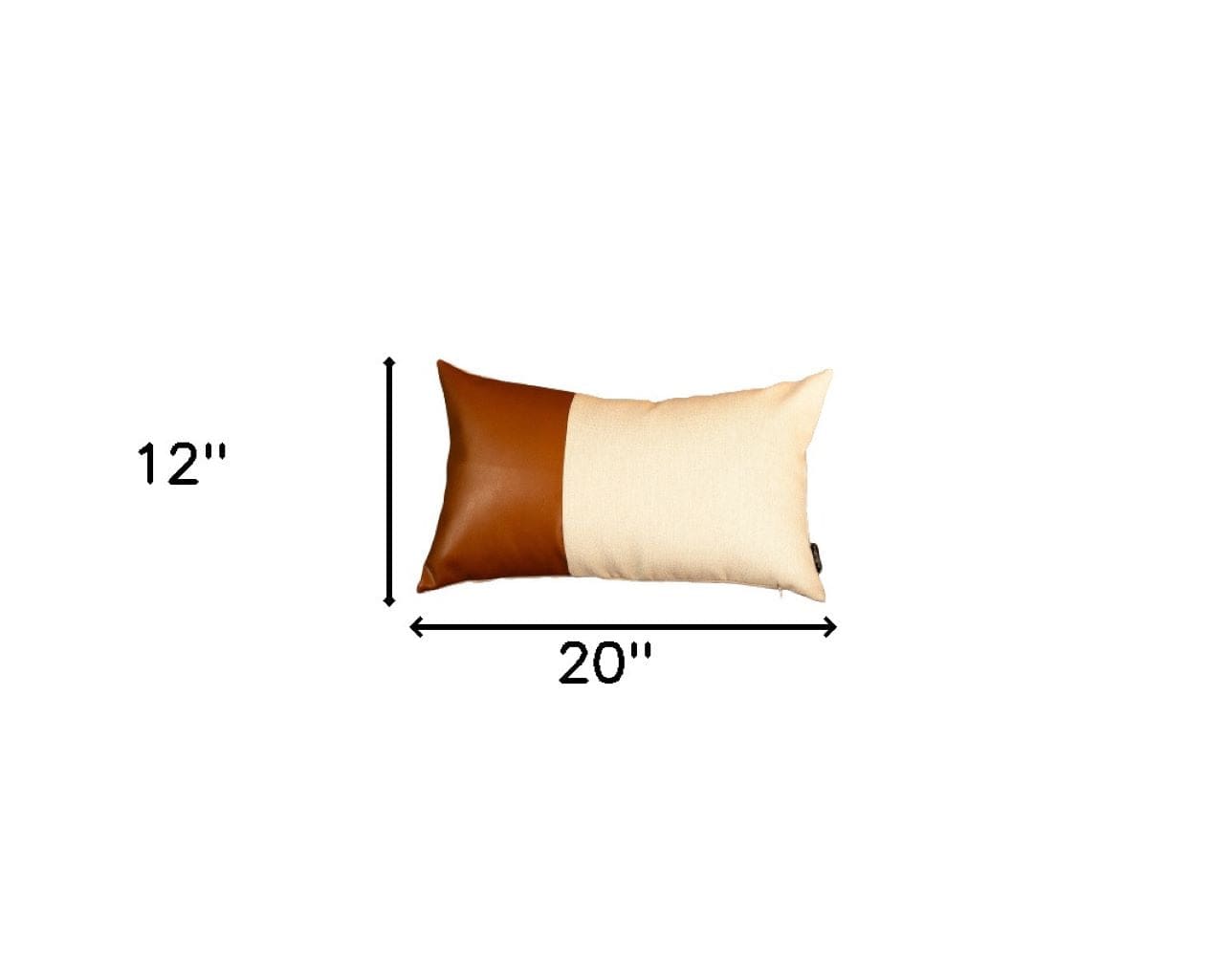 12" X 20" Brown and White Faux Leather Throw Pillow Cover - Homeroots