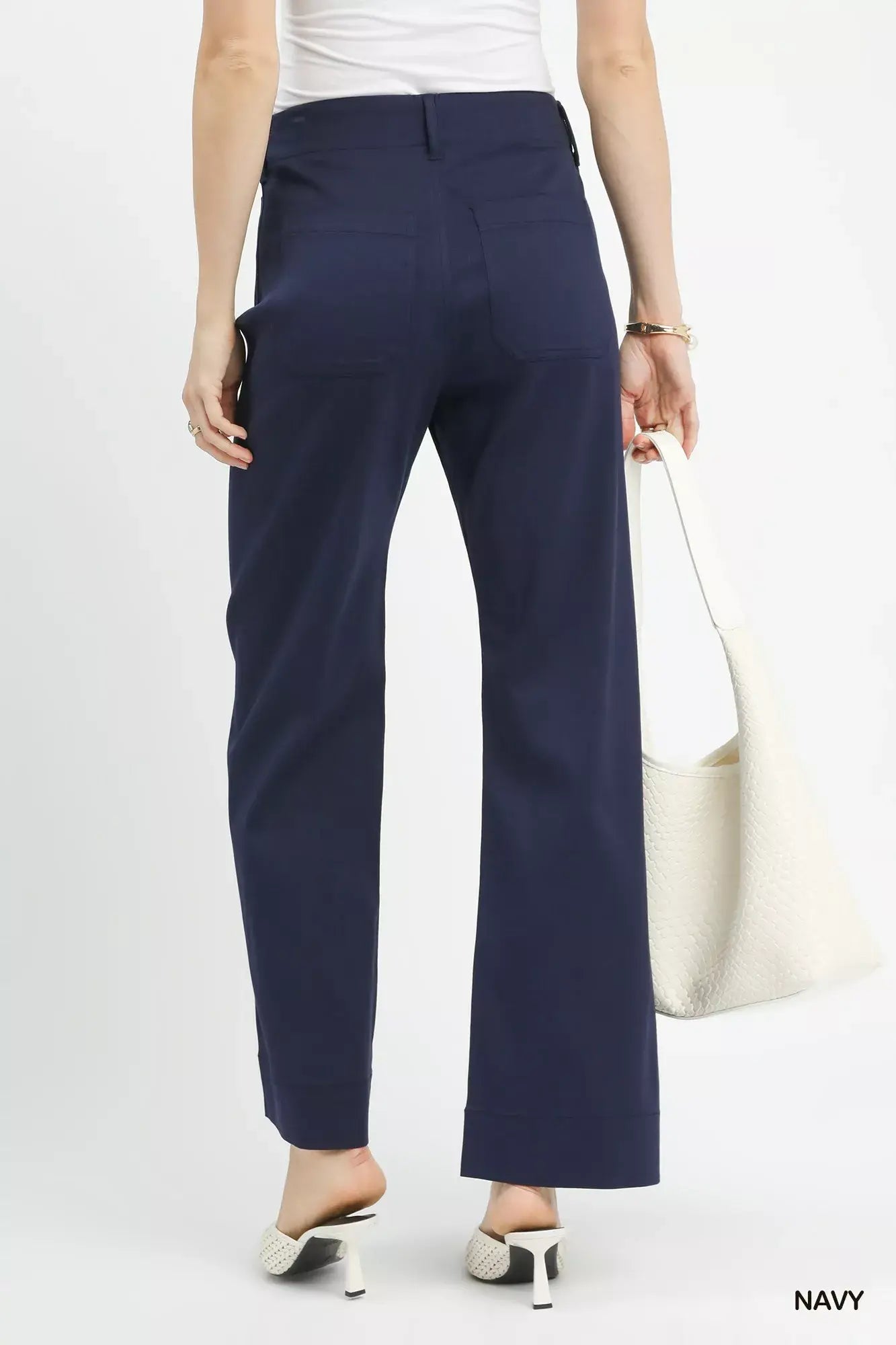Umgee Button Stretched Pants - Trendsi - Flyclothing LLC