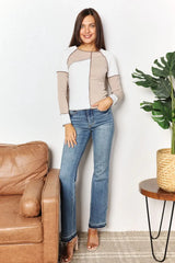 Double Take Color Block Exposed Seam Top - Trendsi - Flyclothing LLC