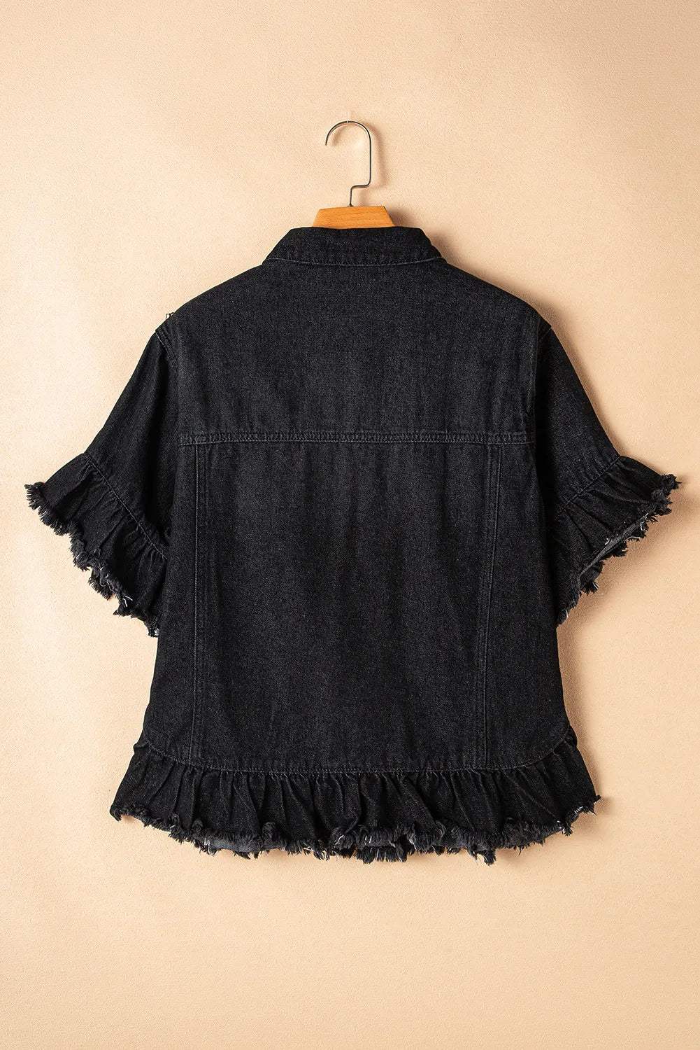 Raw Hem Button Up Denim Top - Trendsi - Flyclothing LLC
