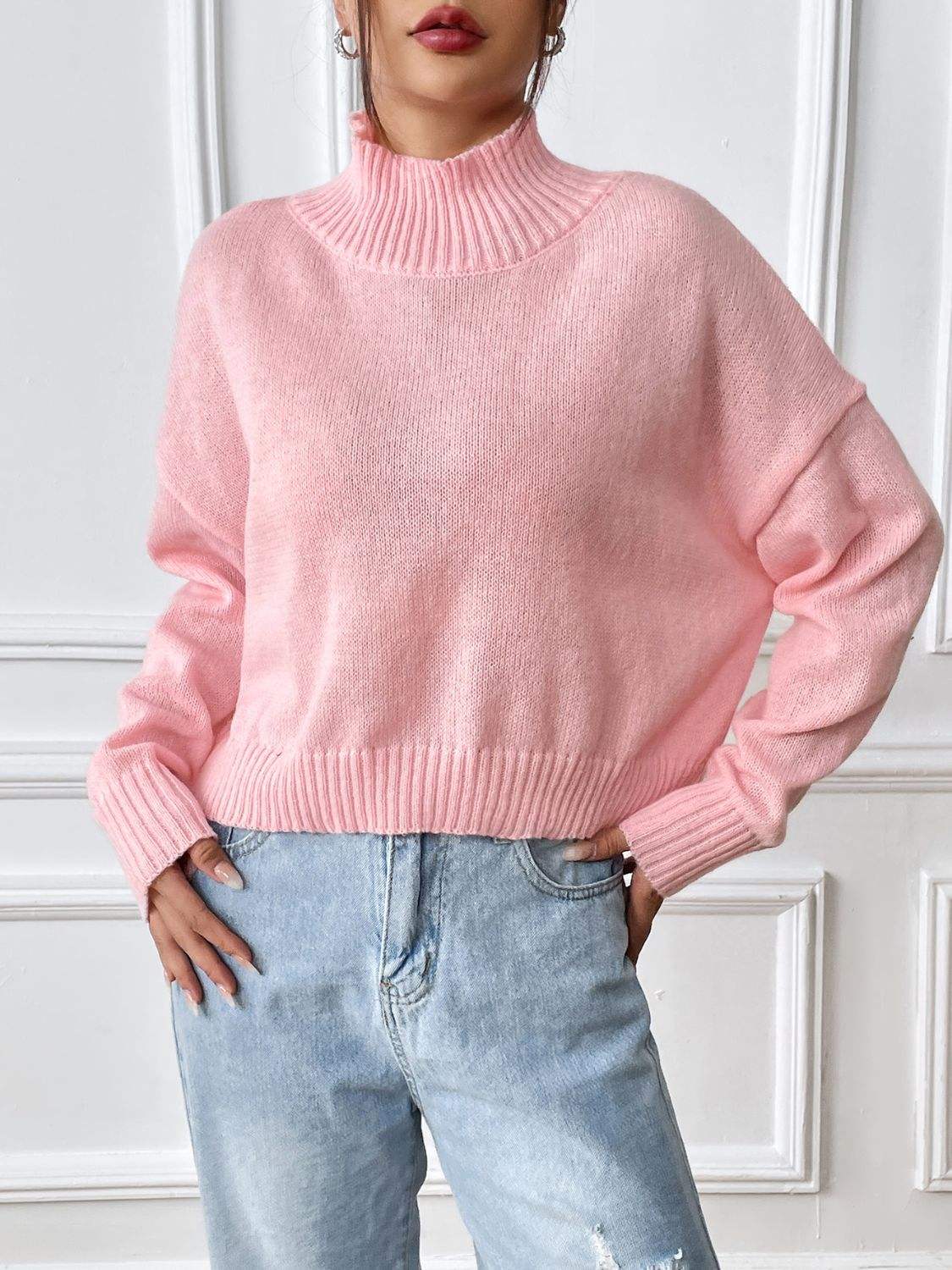Turtleneck Long Sleeve Sweater - Trendsi - Flyclothing LLC