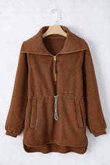 Drawstring Half Zip Long Sleeve Sweatshirt - Trendsi - Flyclothing LLC