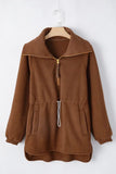 Drawstring Half Zip Long Sleeve Sweatshirt - Trendsi