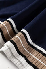 Contrast Striped Trim V Neck Sweatshirt - Trendsi - Flyclothing LLC