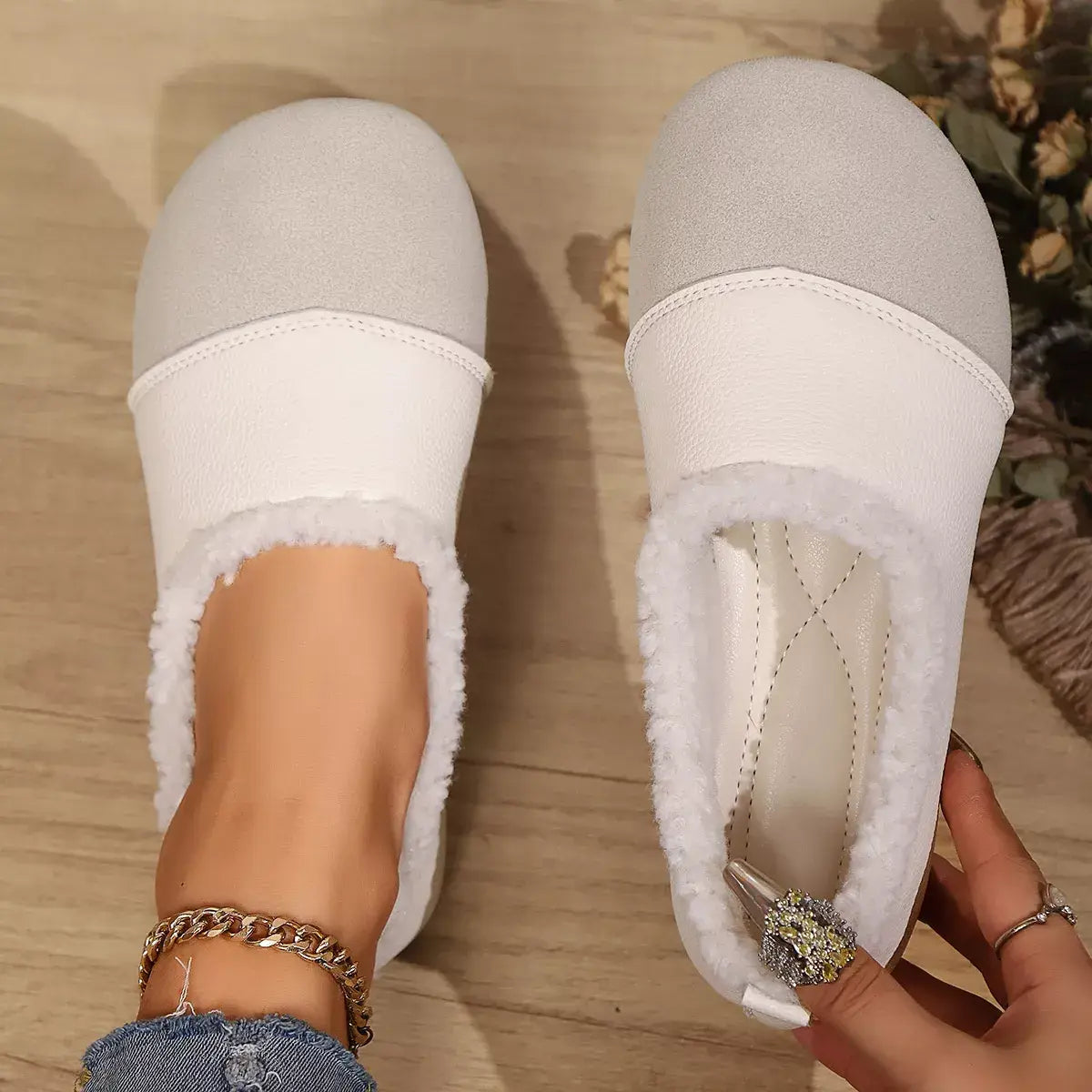 Plush-Lined Slip-Ons - Trendsi - Flyclothing LLC